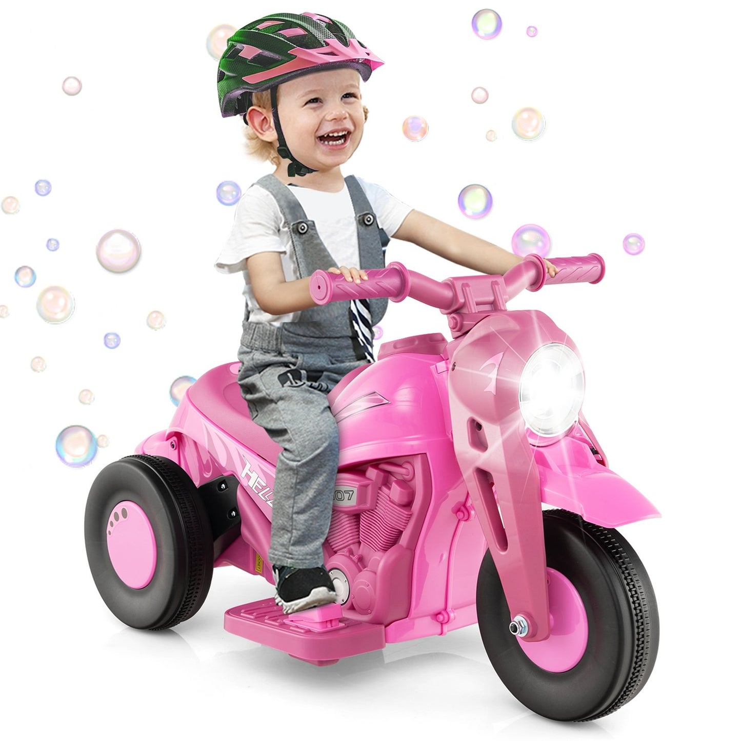 6V Kids Electric Ride on Motorcycle with Bubble Maker and Music-Beige