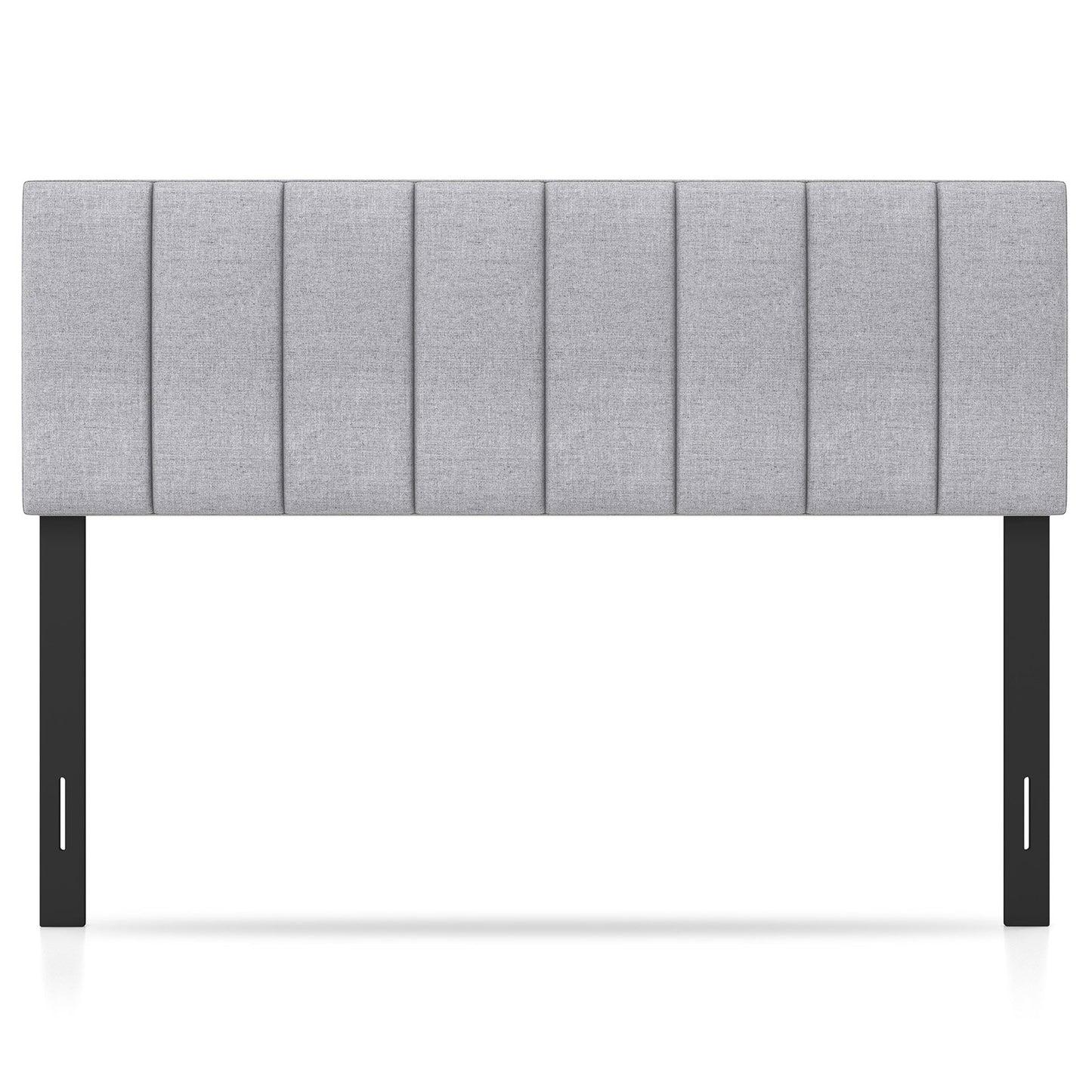 Linen Upholstered Headboard with Solid Wood Legs and Adjustable Width-Beige