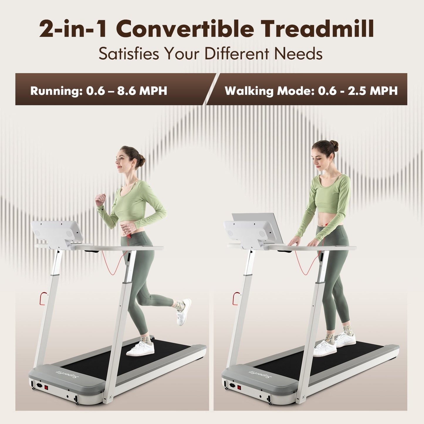 3HP Folding Treadmill with Adjustable Height and APP Control-Black