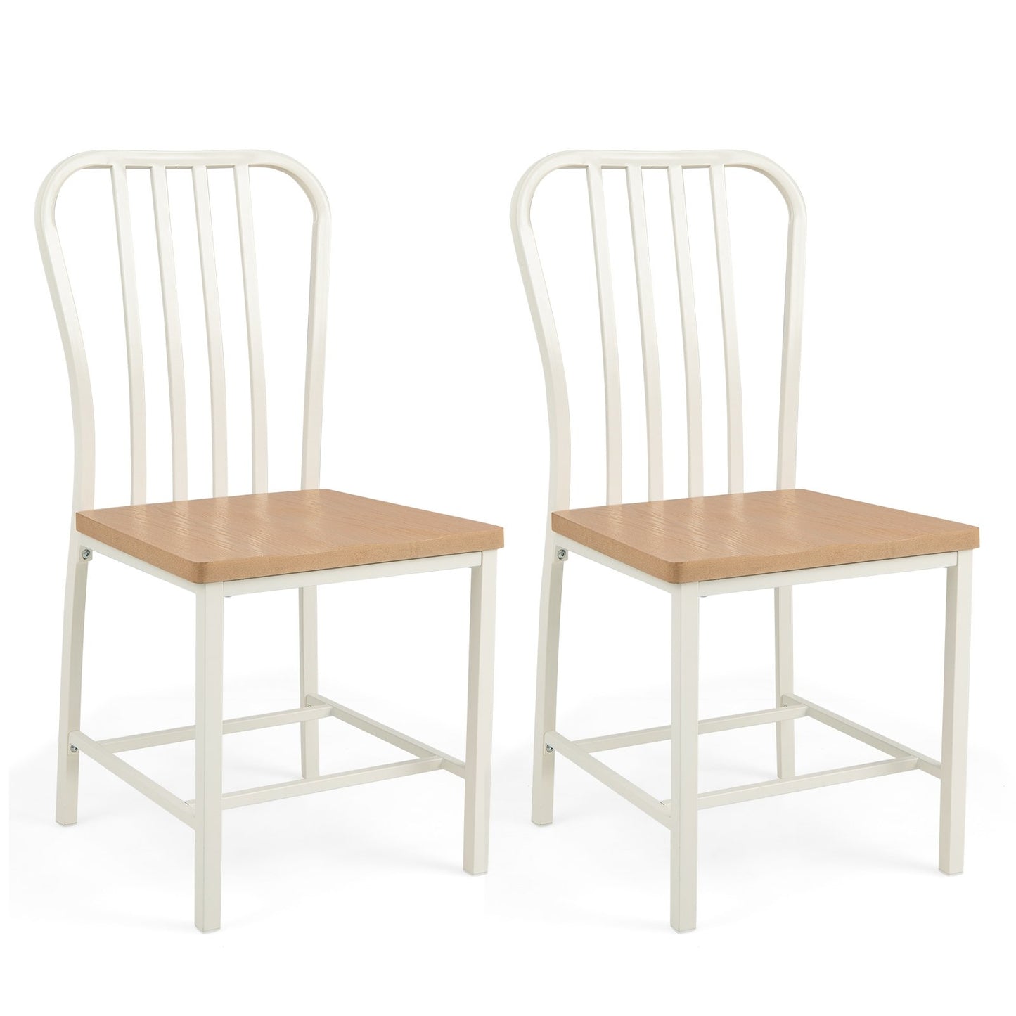 Armless Spindle Back Dining Chair Set of 2 with Ergonomic Seat-Black