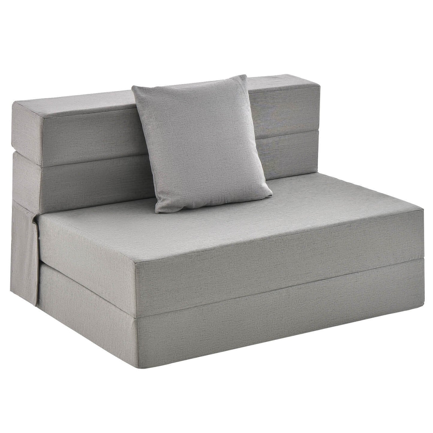 6 Inch Tri-fold Sofa Bed Folding Mattress with Pillow-Dark Gray