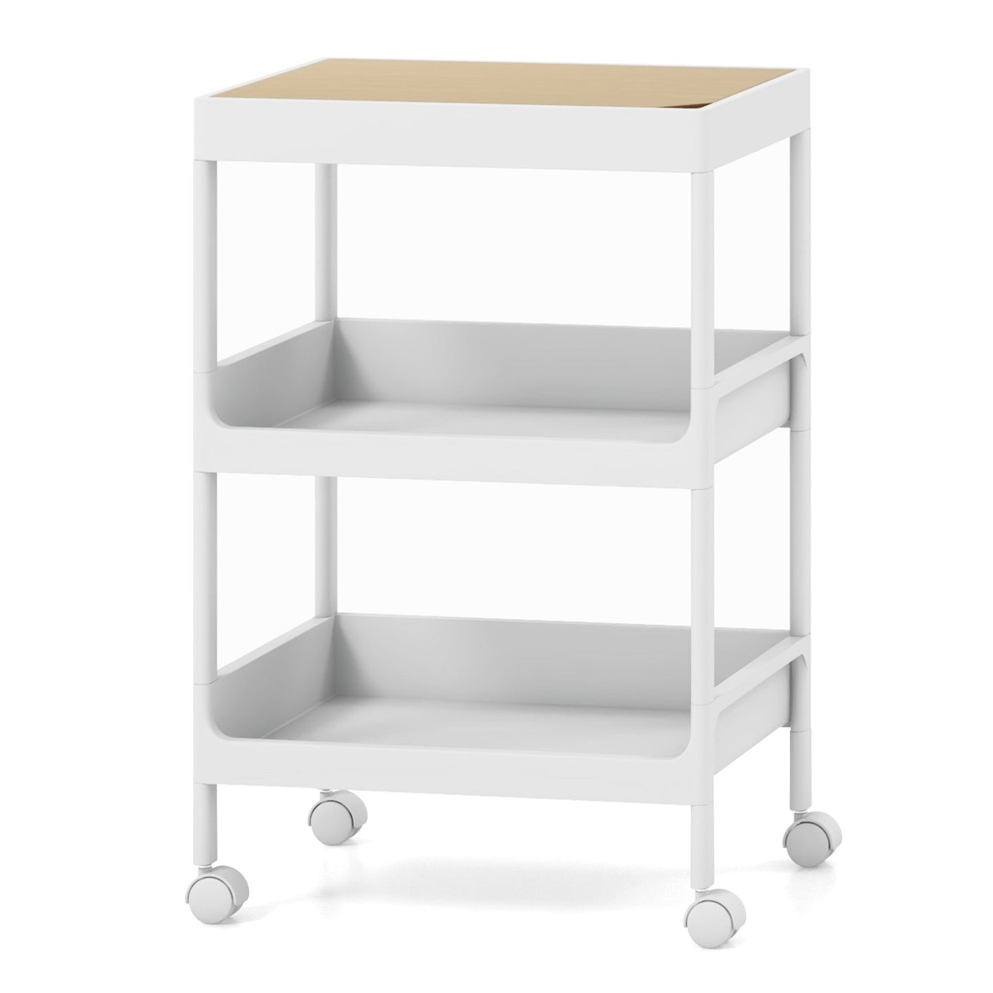 3/4 Tier Utility Rolling Cart with Detachable Tray Top and Locking Wheels-4-Tier