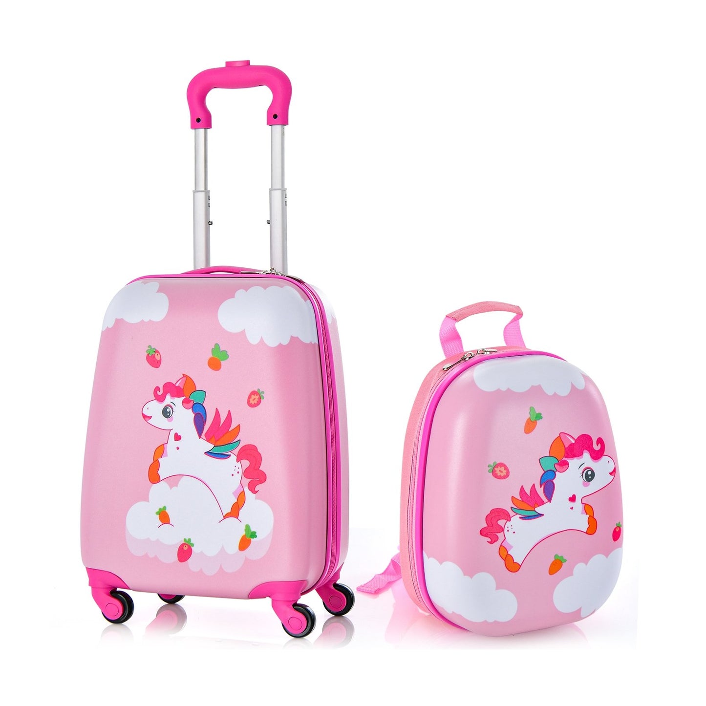2 Pieces Kids Carry-on Luggage Set with 12 Inch Backpack-Blue