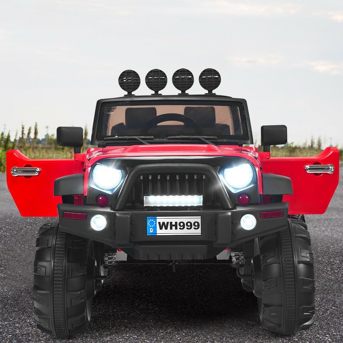 12V Kids Ride On Truck with Remote Control and Double Magnetic Door-Black