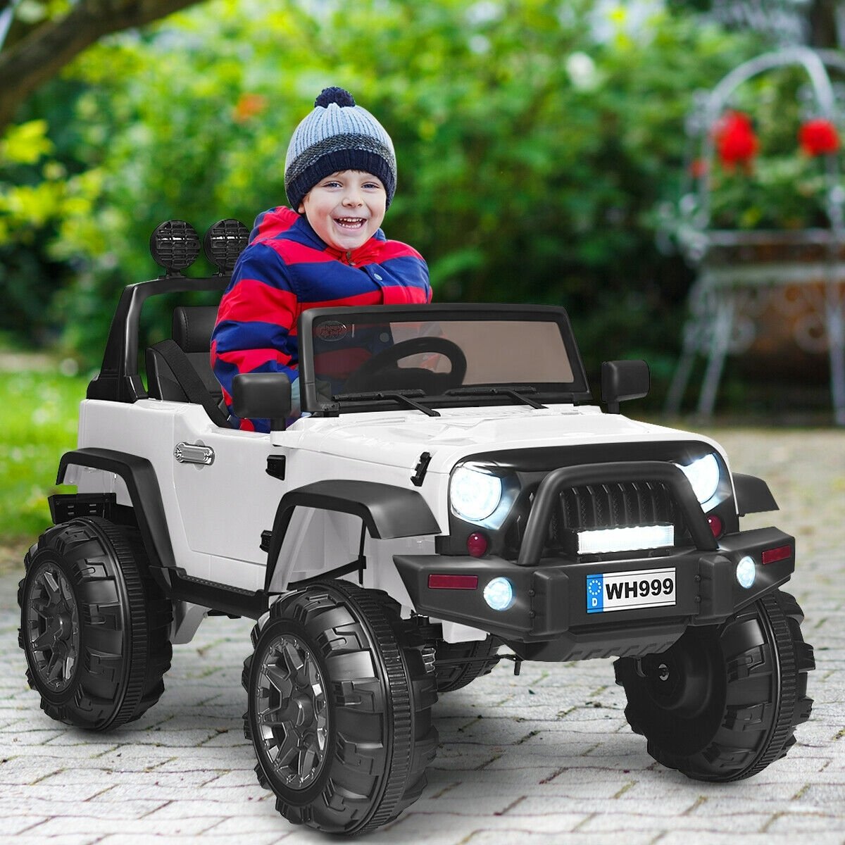 12V Kids Ride On Truck with Remote Control and Double Magnetic Door-Black