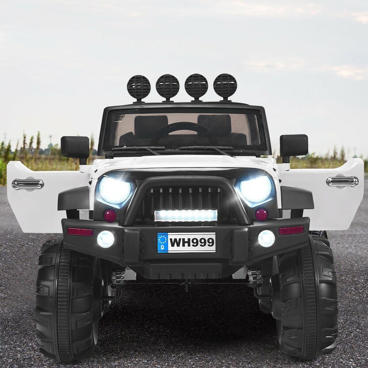 12V Kids Ride On Truck with Remote Control and Double Magnetic Door-Black