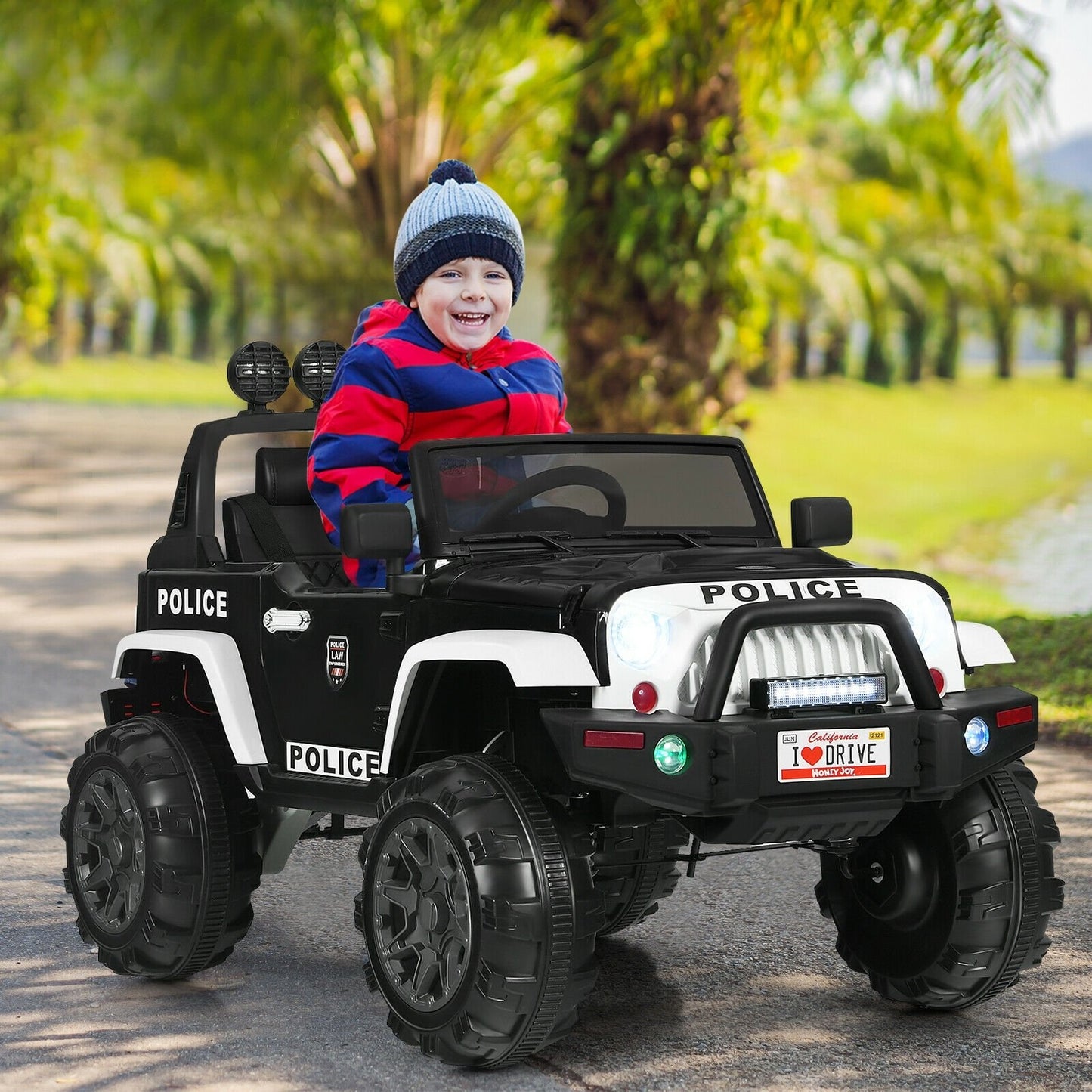 12V Kids Ride On Truck with Remote Control and Double Magnetic Door-Black