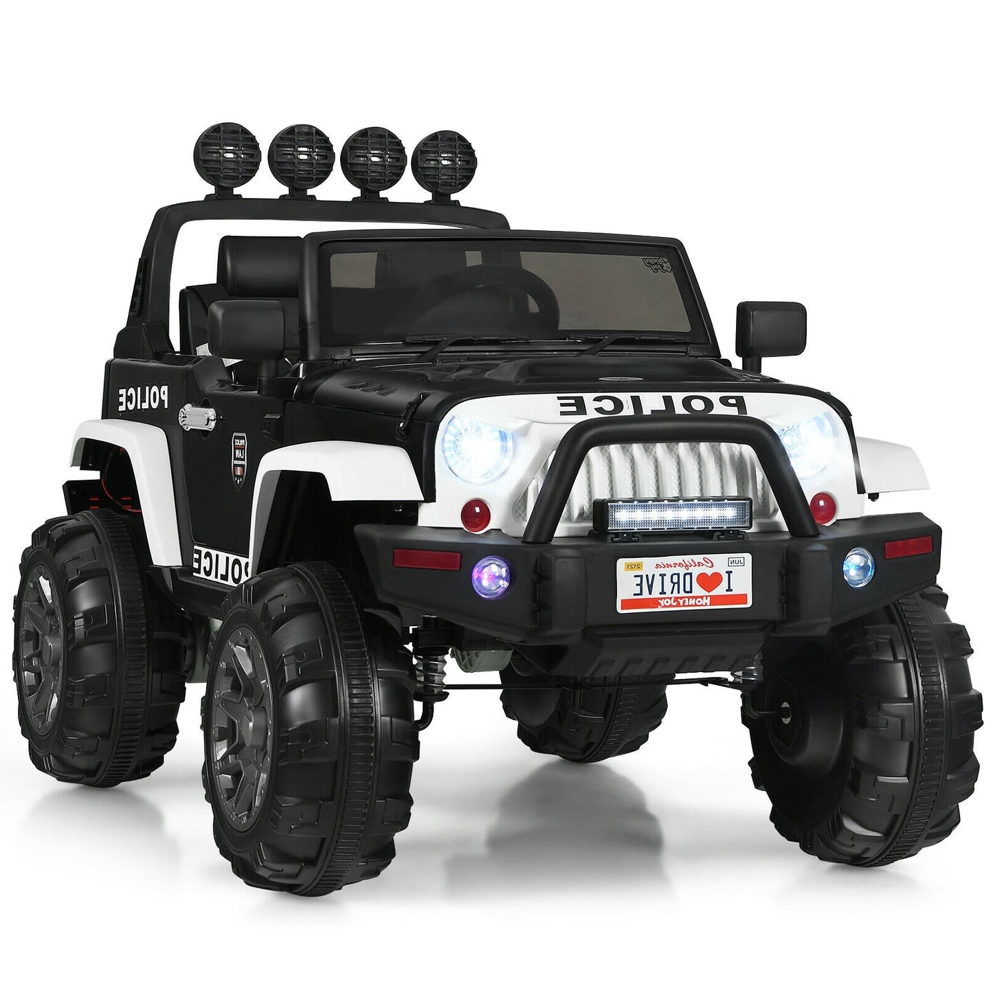 12V Kids Ride On Truck with Remote Control and Double Magnetic Door-Black