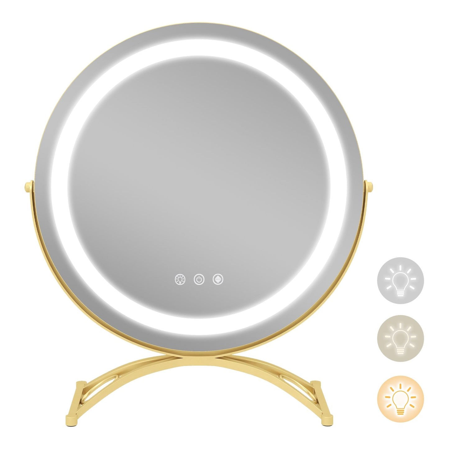 16 x 16 Inch Round LED Vanity Mirror with 3-Color Lighting and Brightness Dimming-Black
