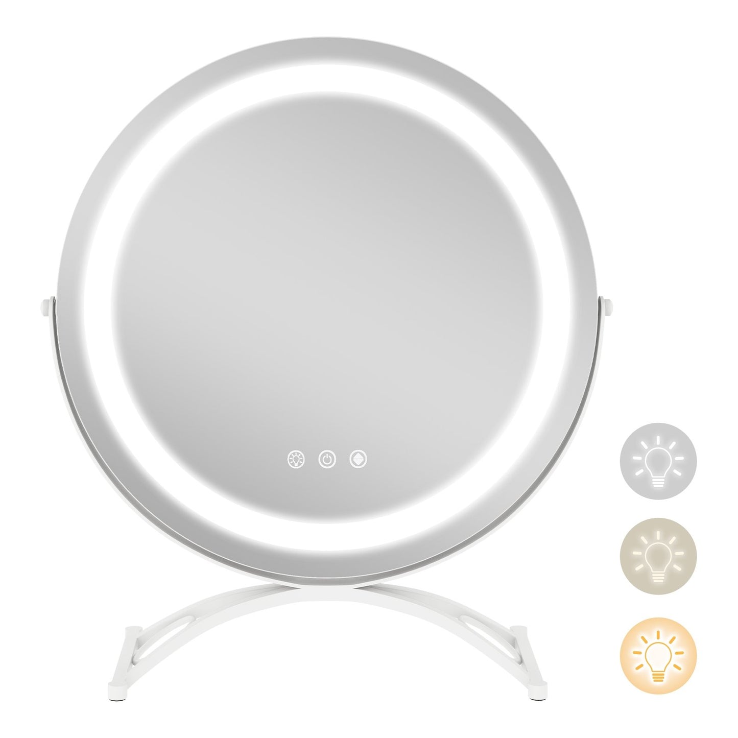 16 x 16 Inch Round LED Vanity Mirror with 3-Color Lighting and Brightness Dimming-Black