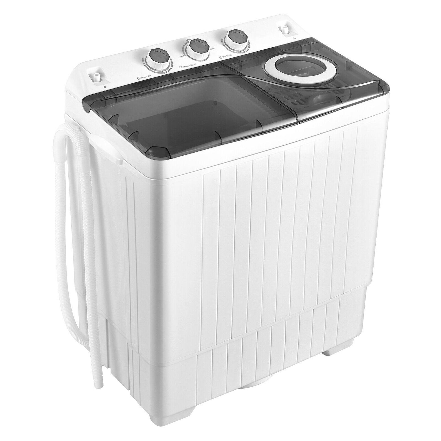 26 lbs Semi-Automatic Twin Tub Washing Machine with Drain Pump-Black