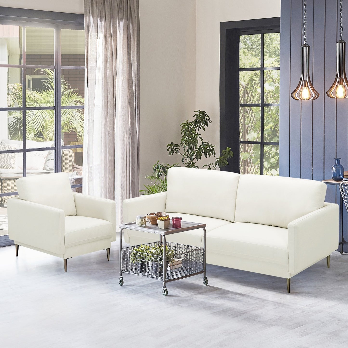 Modern Loveseat with Comfy Backrest Cushions-Gray