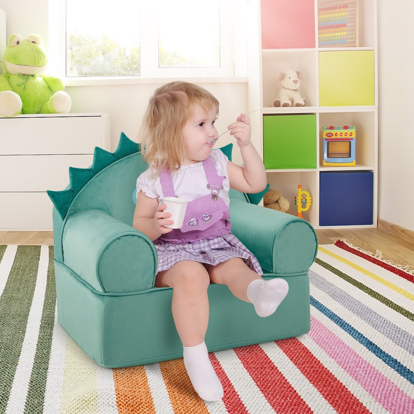 Original Kids Sofa with Armrest and Thick Cushion-Blue