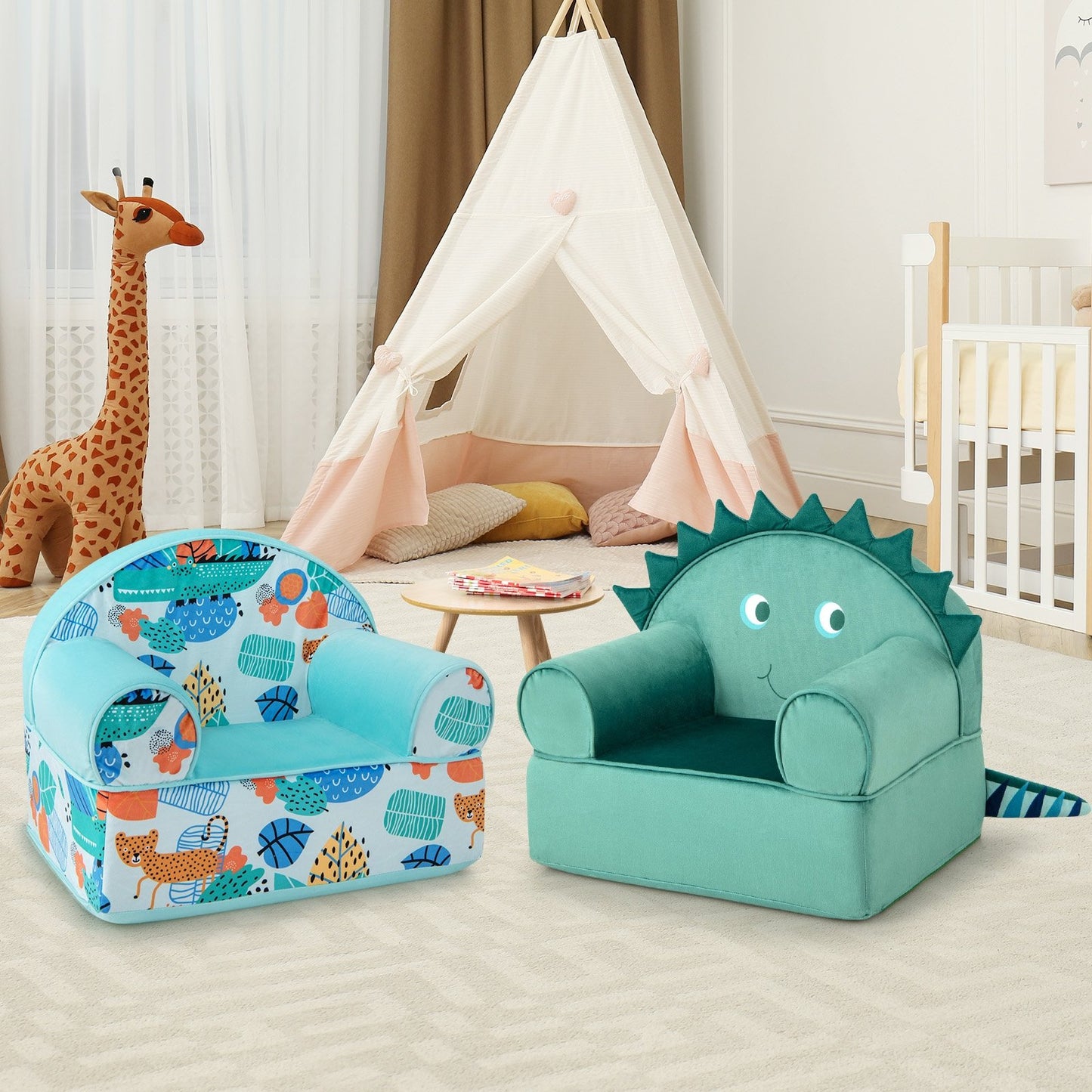 Original Kids Sofa with Armrest and Thick Cushion-Blue
