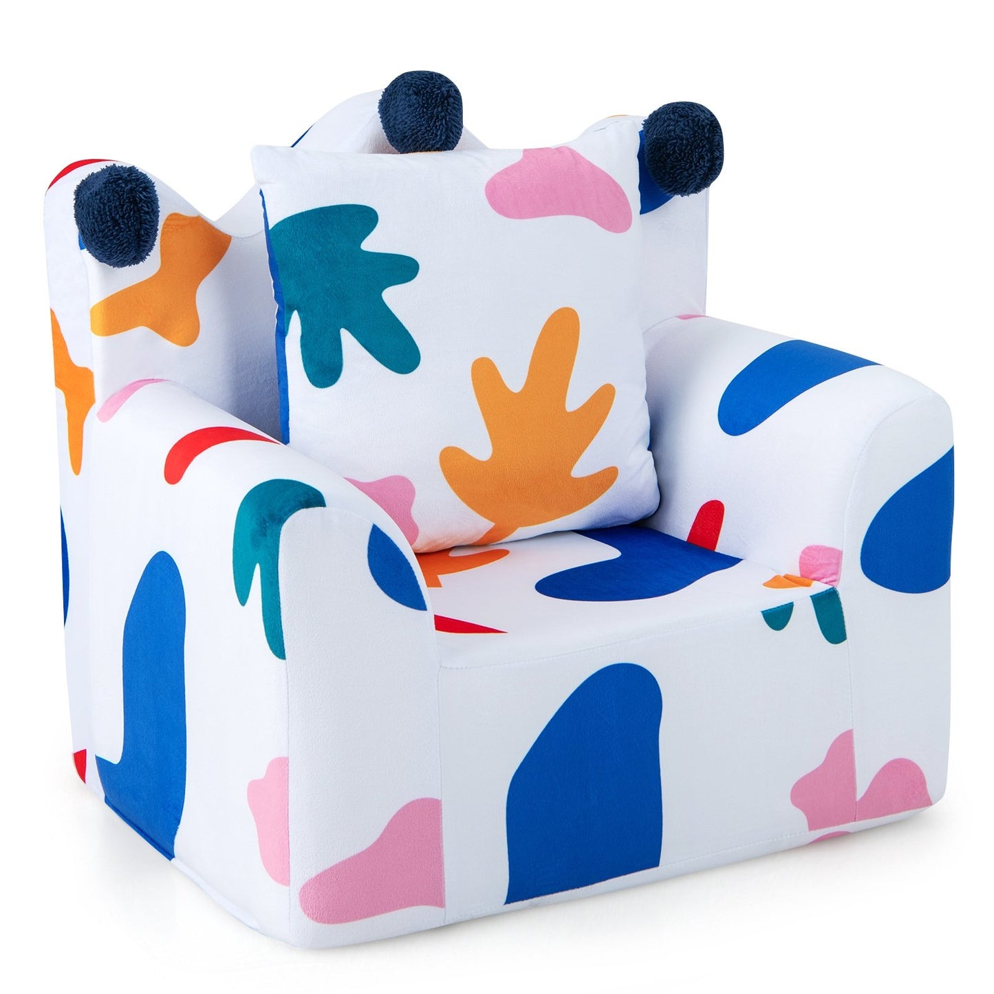 High-density Padding Kids Sofa with Armrest and Extra Pilow-Blue