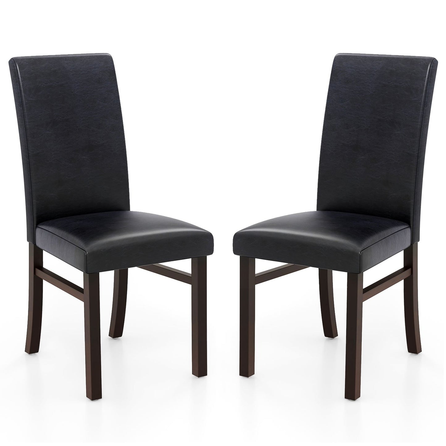 Upholstered Dining Chairs Set of 2 with Solid Rubber Wood Legs