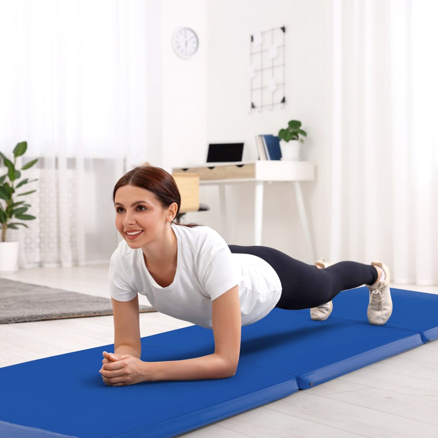 6 x 2 FT Tri-Fold Gym Mat with Handles and Removable Zippered Cover-Black