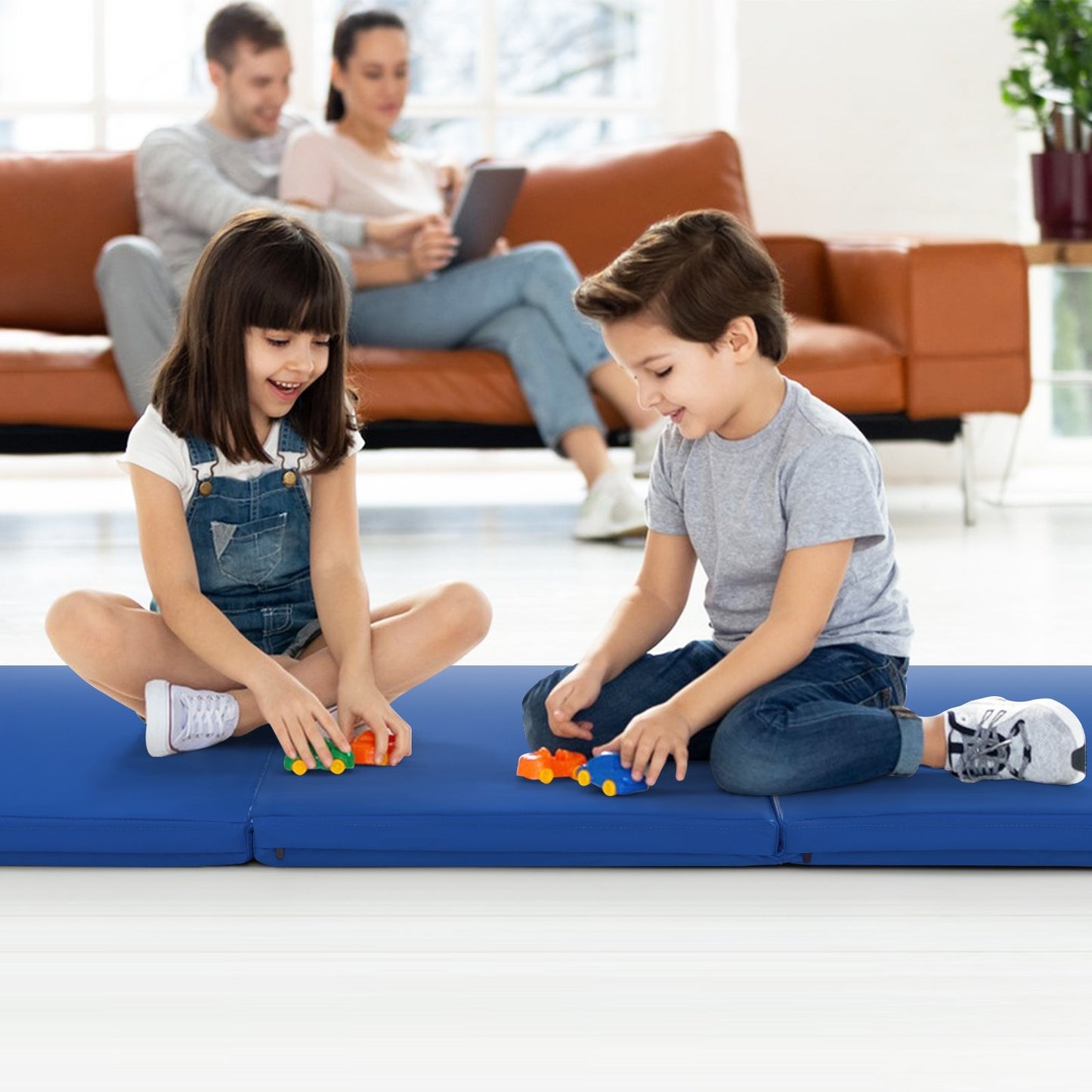 6 x 2 FT Tri-Fold Gym Mat with Handles and Removable Zippered Cover-Black