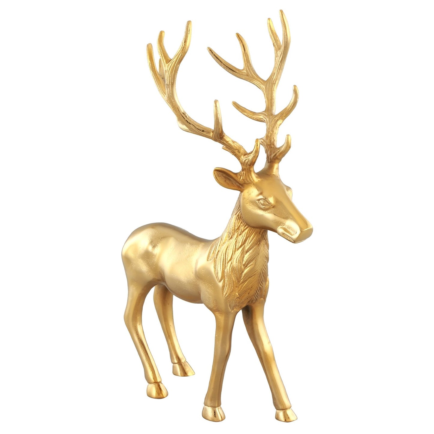 Standing Reindeer Statue Aluminum Deer Sculpture for Indoors Christmas Decor-Black