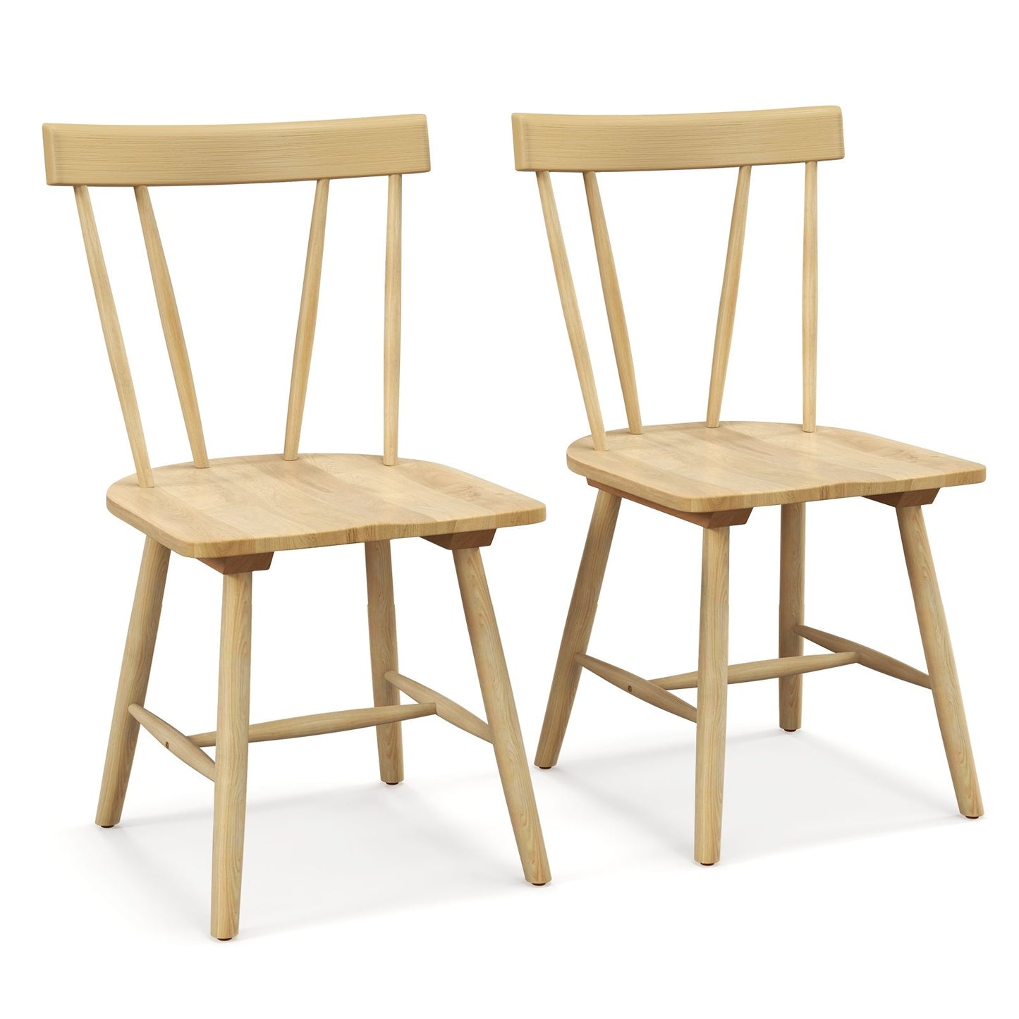 Windsor Style Armless Chairs with Solid Rubber Wood Frame-Black