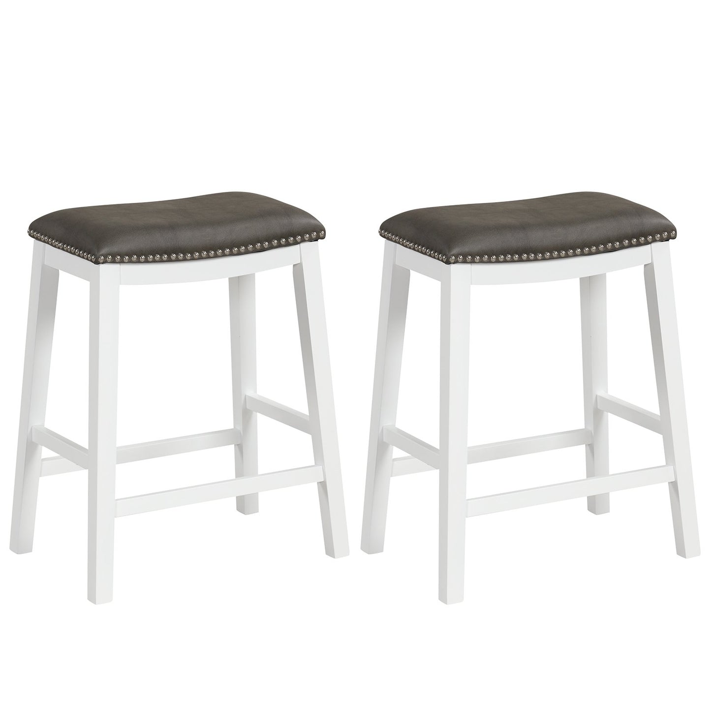 26 Inch Counter Height Bar Stool Set of 2 with Upholstered Seat-Black