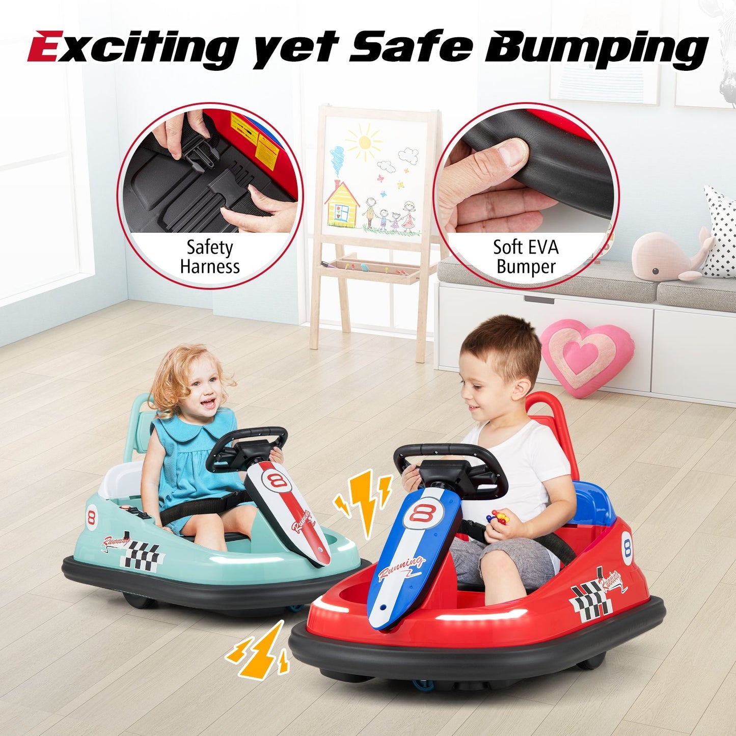 6V kids Ride-on Bumper Car with 360° Spinning and Dual Motors-Green