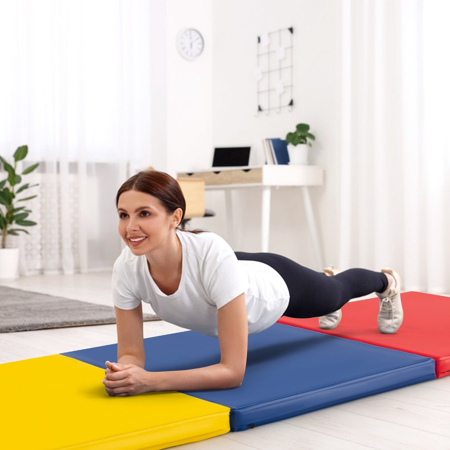 6 x 2 FT Tri-Fold Gym Mat with Handles and Removable Zippered Cover-Black