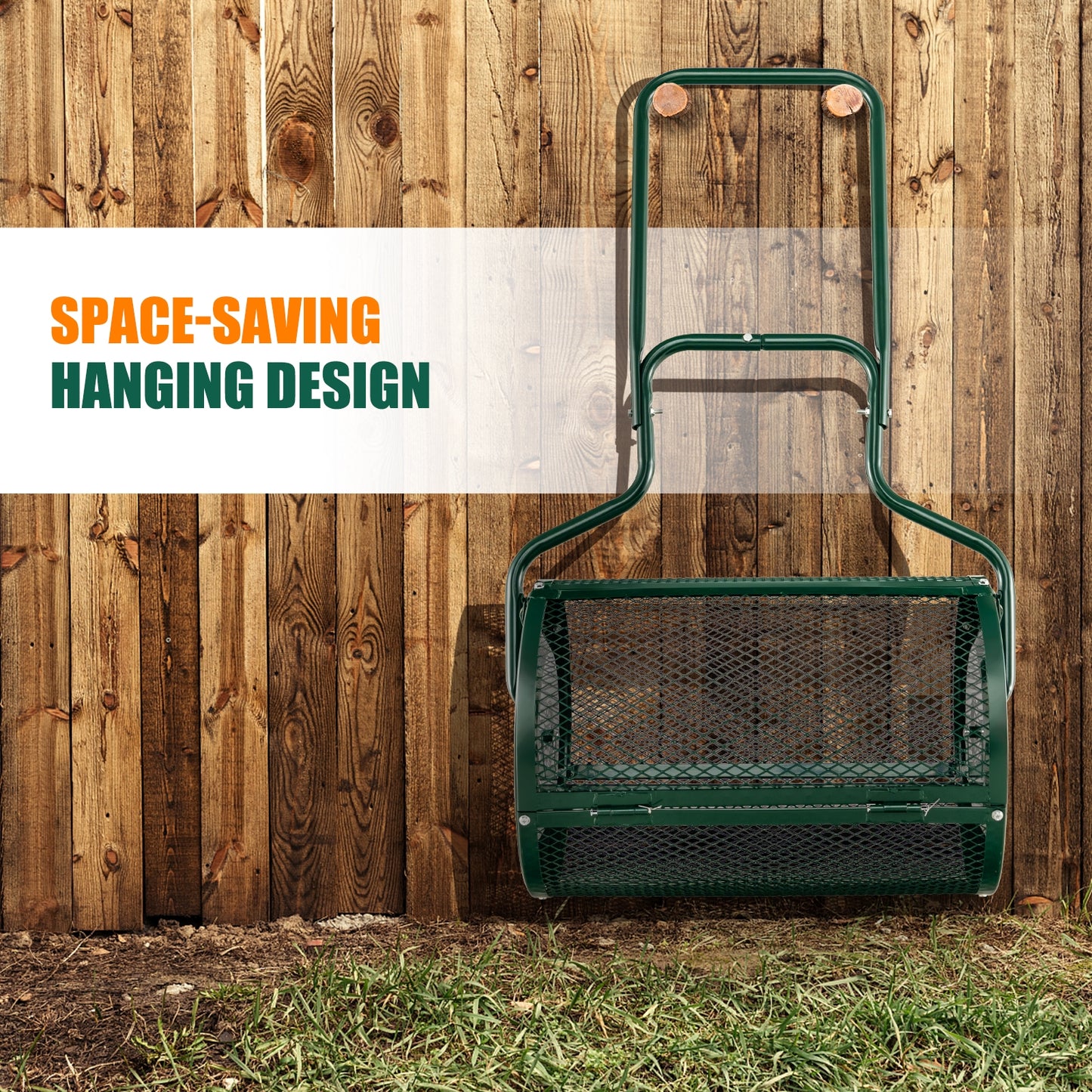 24-Inch Peat Moss Spreader with Upgrade Side Latches and U-shape Handle-Green