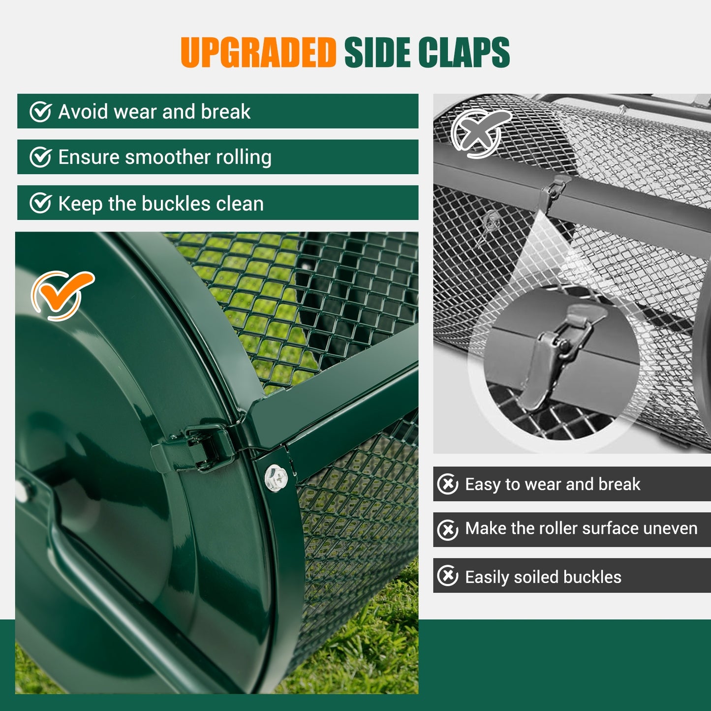 24-Inch Peat Moss Spreader with Upgrade Side Latches and U-shape Handle-Green