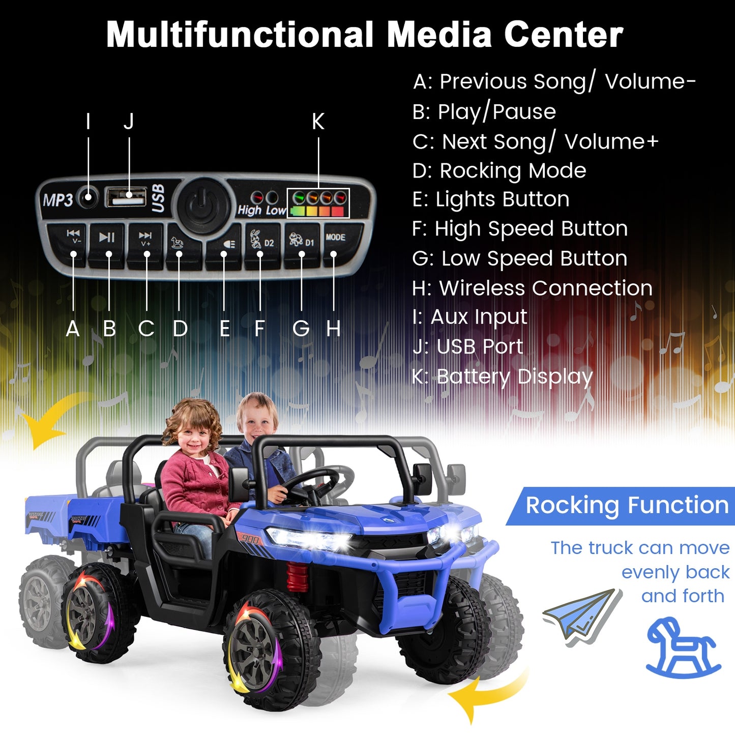 24V Ride on Dump Truck with Remote Control-Navy