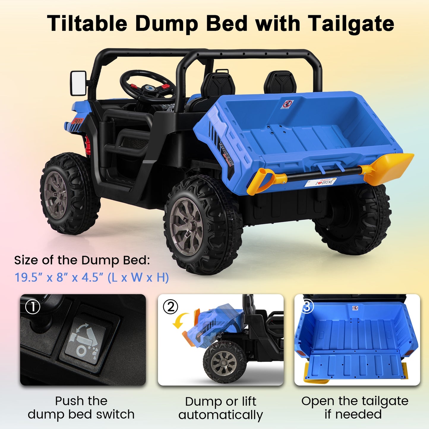 24V Ride on Dump Truck with Remote Control-Navy