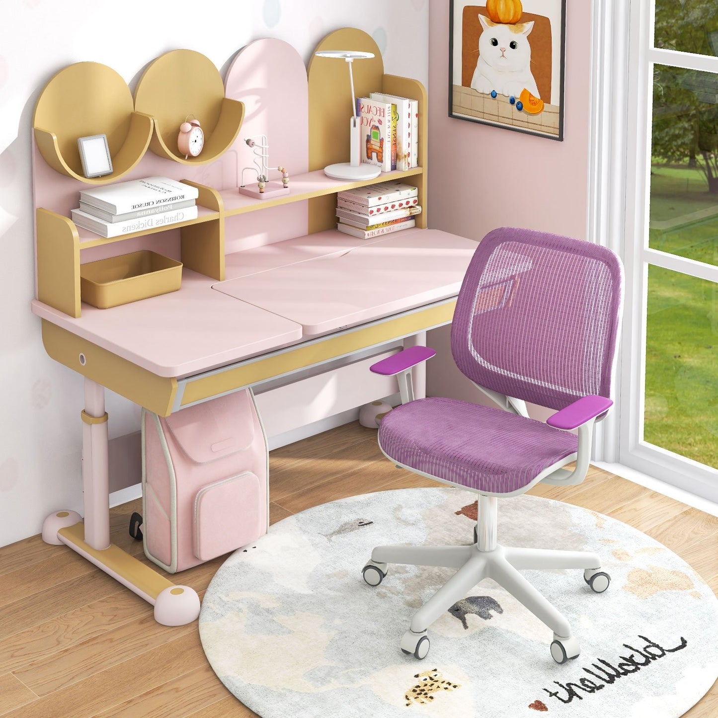 Swivel Mesh Children Computer Chair with Adjustable Height-Blue