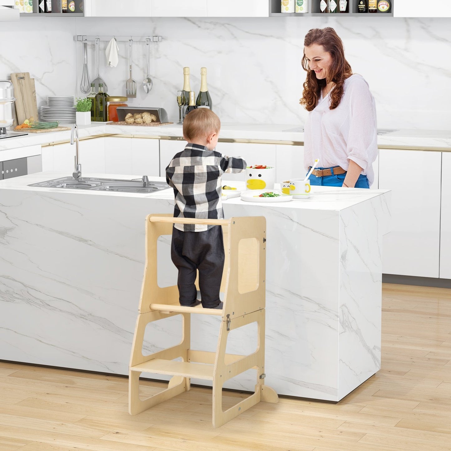 7-in-1 Toddler Climbing Toy Connected Table and Chair Set for Boys and Girls Aged 3-14 Years Old-Multicolor