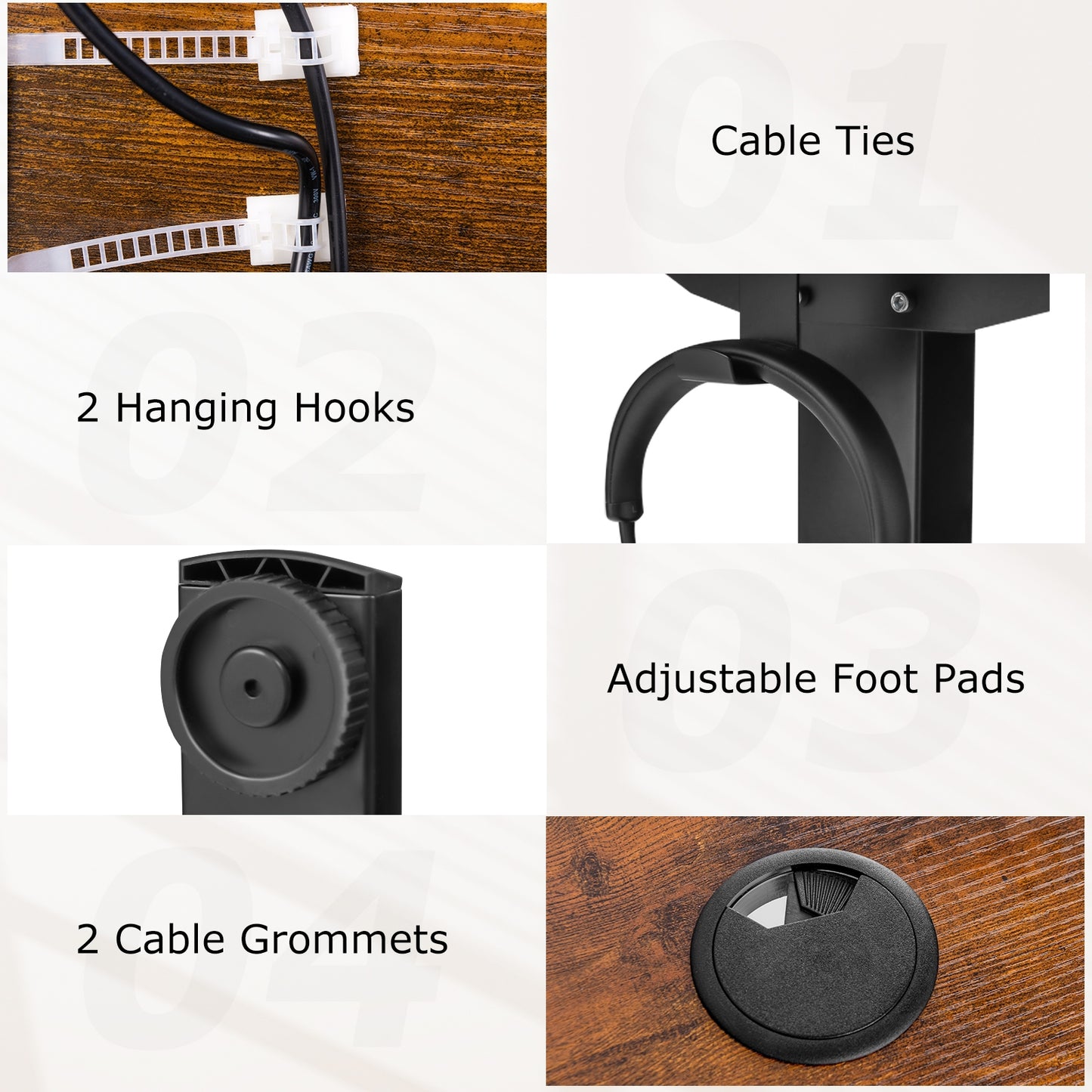 Electric Standing Desk with 3 Memory Height Settings and 2 Hanging Hooks & Cable Management-Rustic Brown