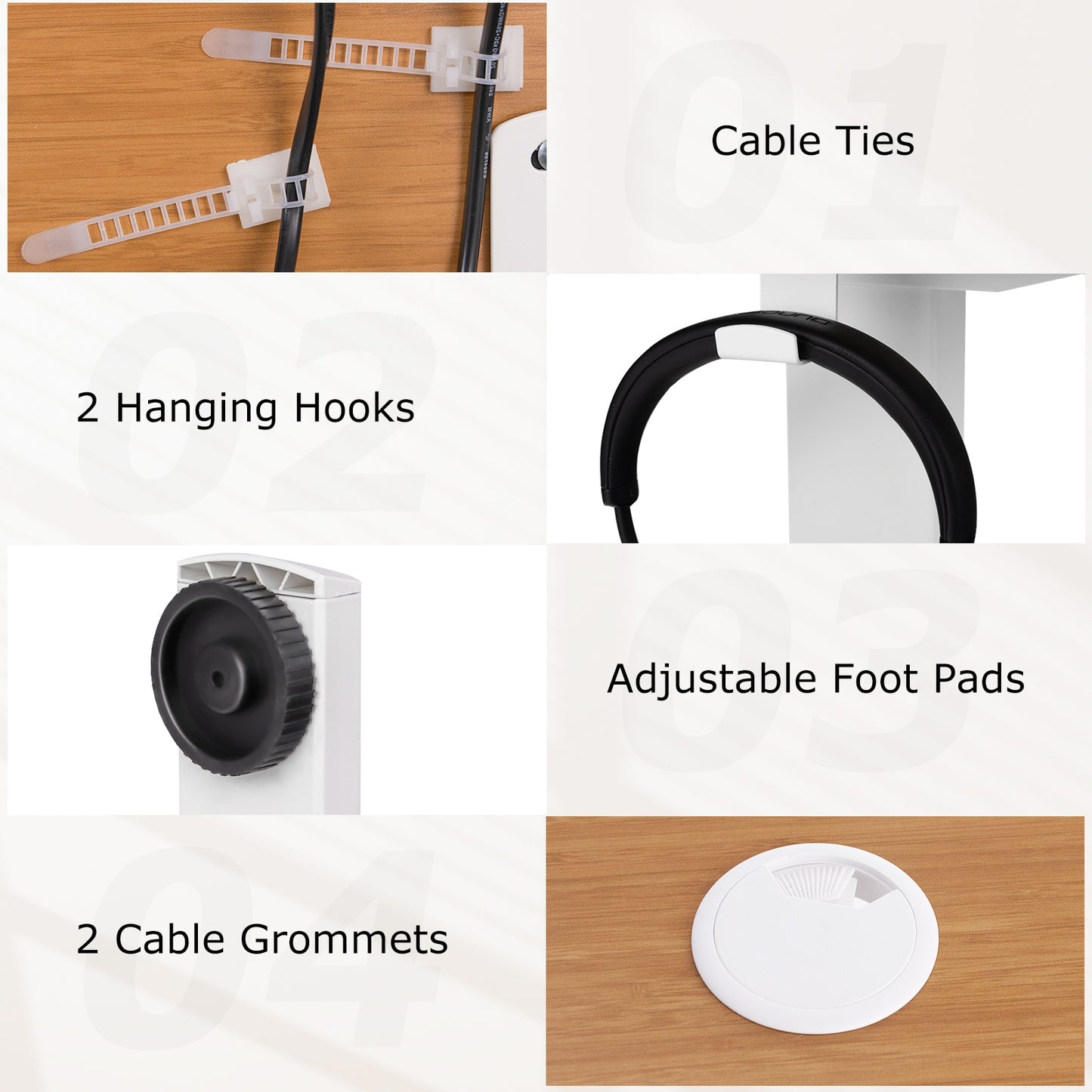 Electric Standing Desk with 3 Memory Height Settings and 2 Hanging Hooks & Cable Management-Natural