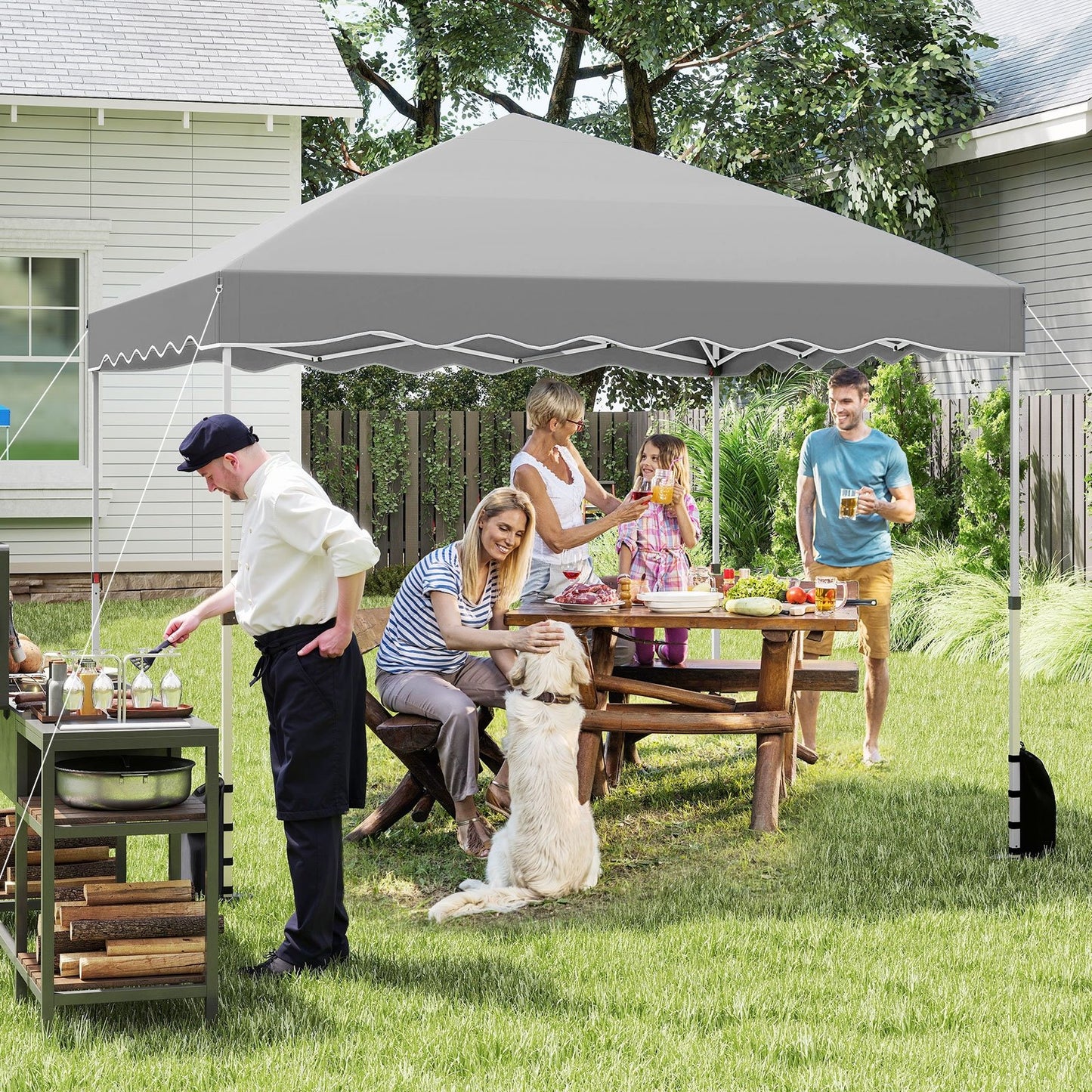 Foldable 10 X 10 Feet Pop up Canopy Tent with Wheeled Bag-Gray