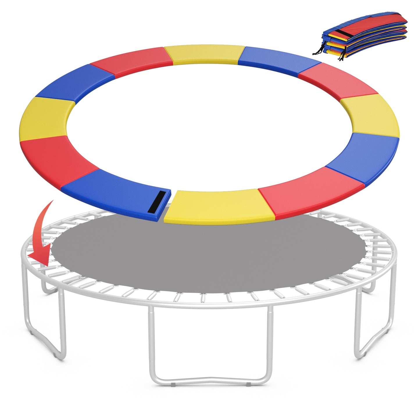 16 Feet Trampoline Pad Replacement Safety Pad with Fixing Straps (Multicolor)