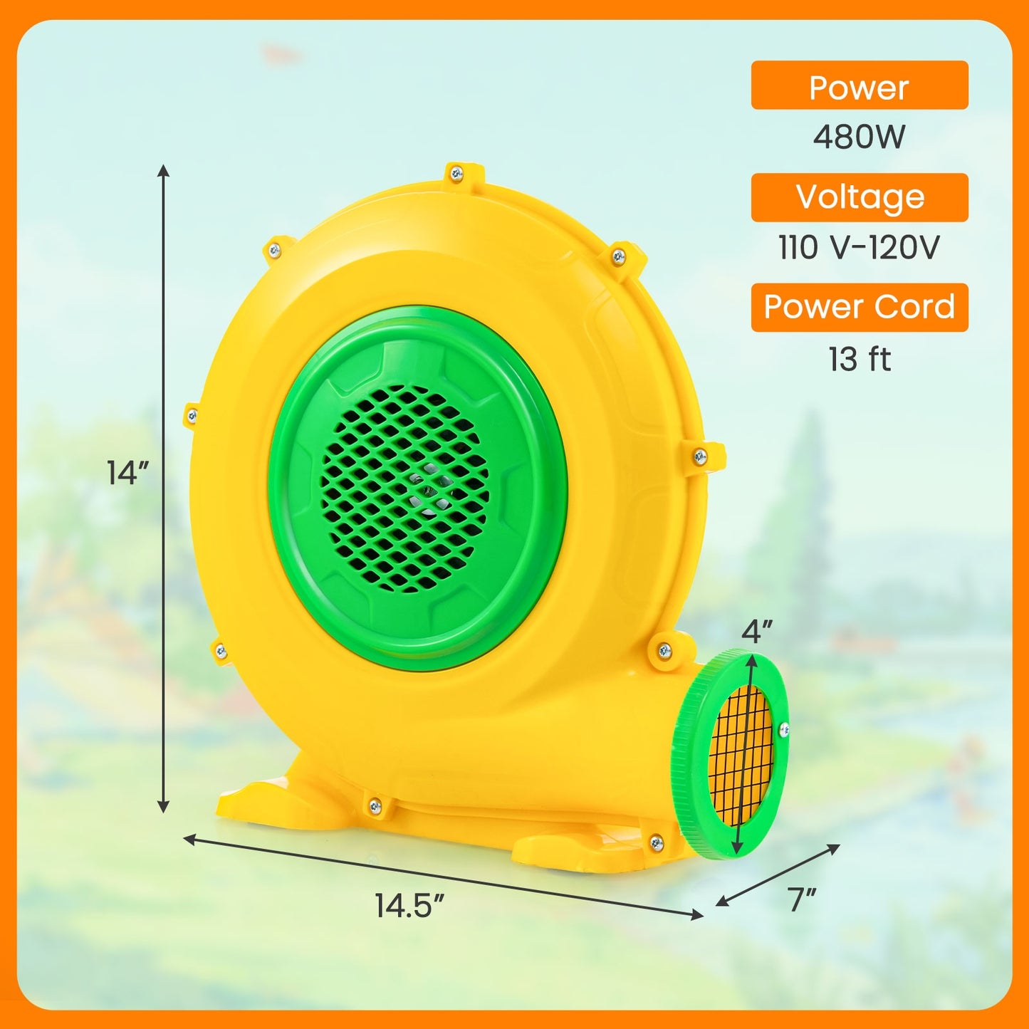 480W air blower fan with handle and ground stakes, ideal for outdoor play and hobbies, by Direct Wilsons Home Store