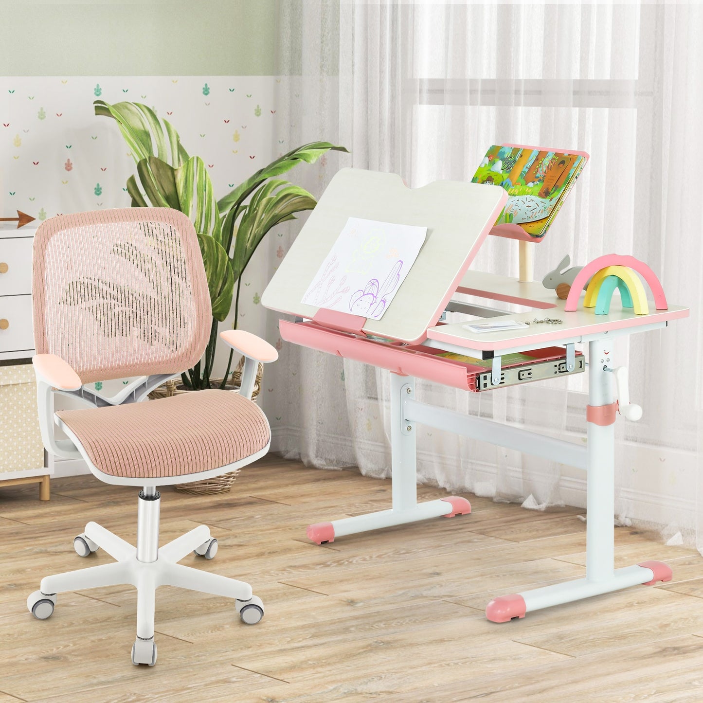 Swivel Mesh Children Computer Chair with Adjustable Height-Blue