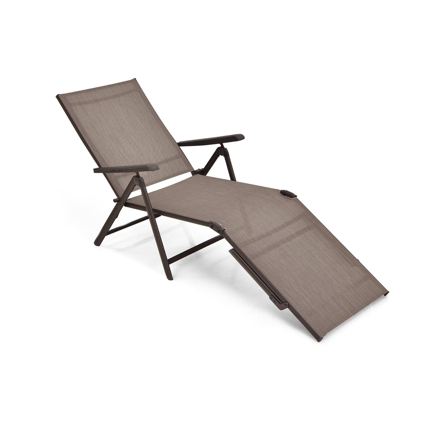 Patio Foldable Chaise Lounge Chair with Backrest and Footrest-Black