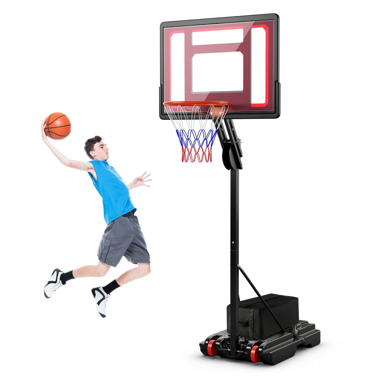 Basketball Hoop with 5-10 Feet Adjustable Height for Indoor Outdoor