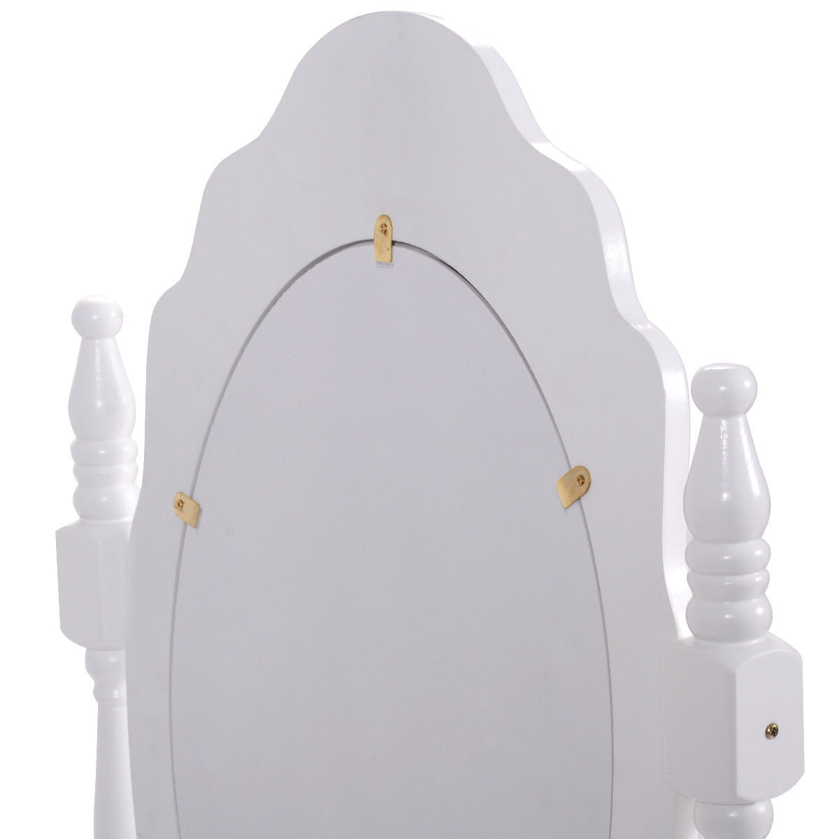 Vanity Table Set with Cushioned Stool with 360° Rotating Oval Mirror and Three Drawers-White - Direct by Wilsons Home Store