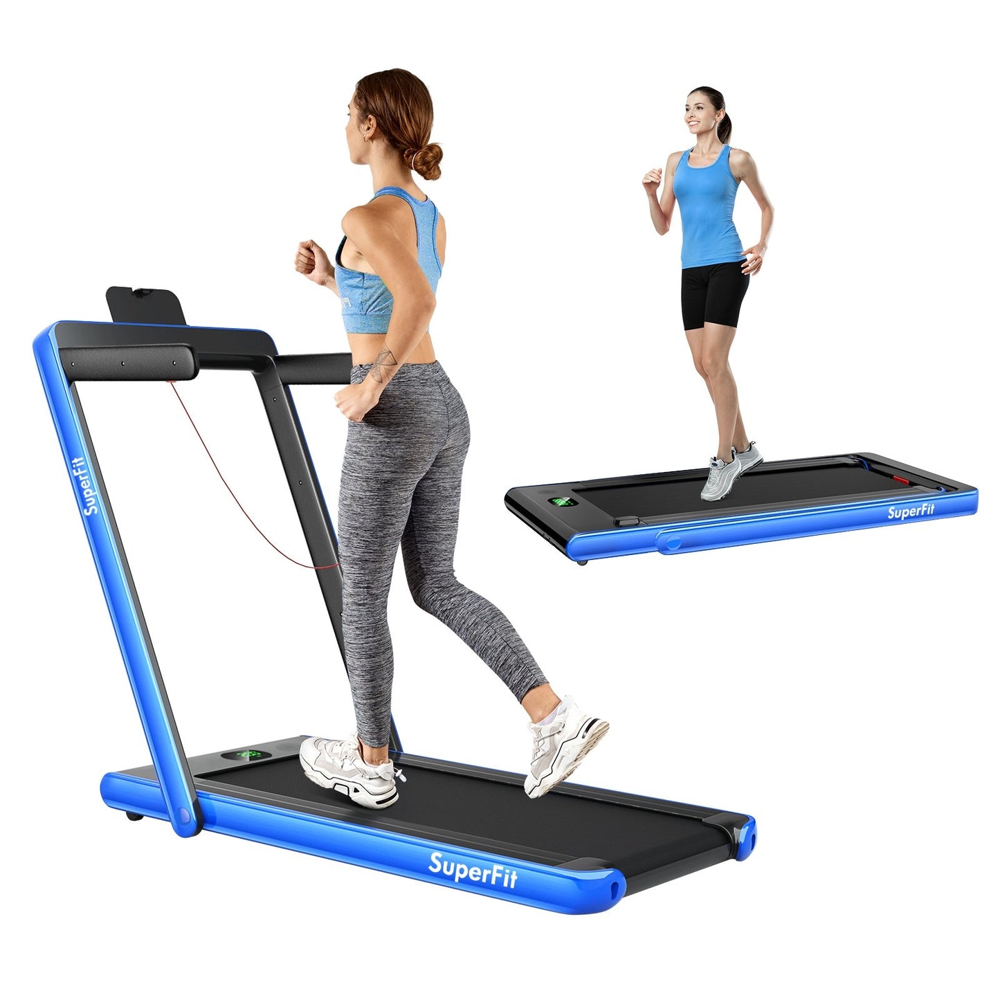 2.25HP 2 in 1 Folding Treadmill with APP Speaker Remote Control-Black