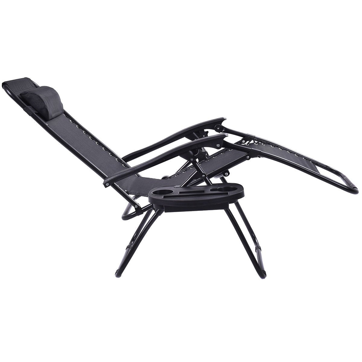 2 Pieces Folding Lounge Chair with Zero Gravity - Black - Direct by Wilsons Home Store