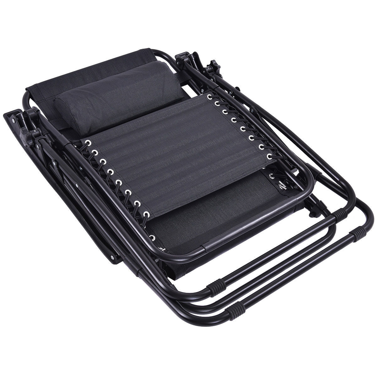 2 Pieces Folding Lounge Chair with Zero Gravity - Black - Direct by Wilsons Home Store