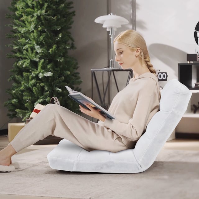 Adjustable 14-position Cushioned Floor Chair-Beige