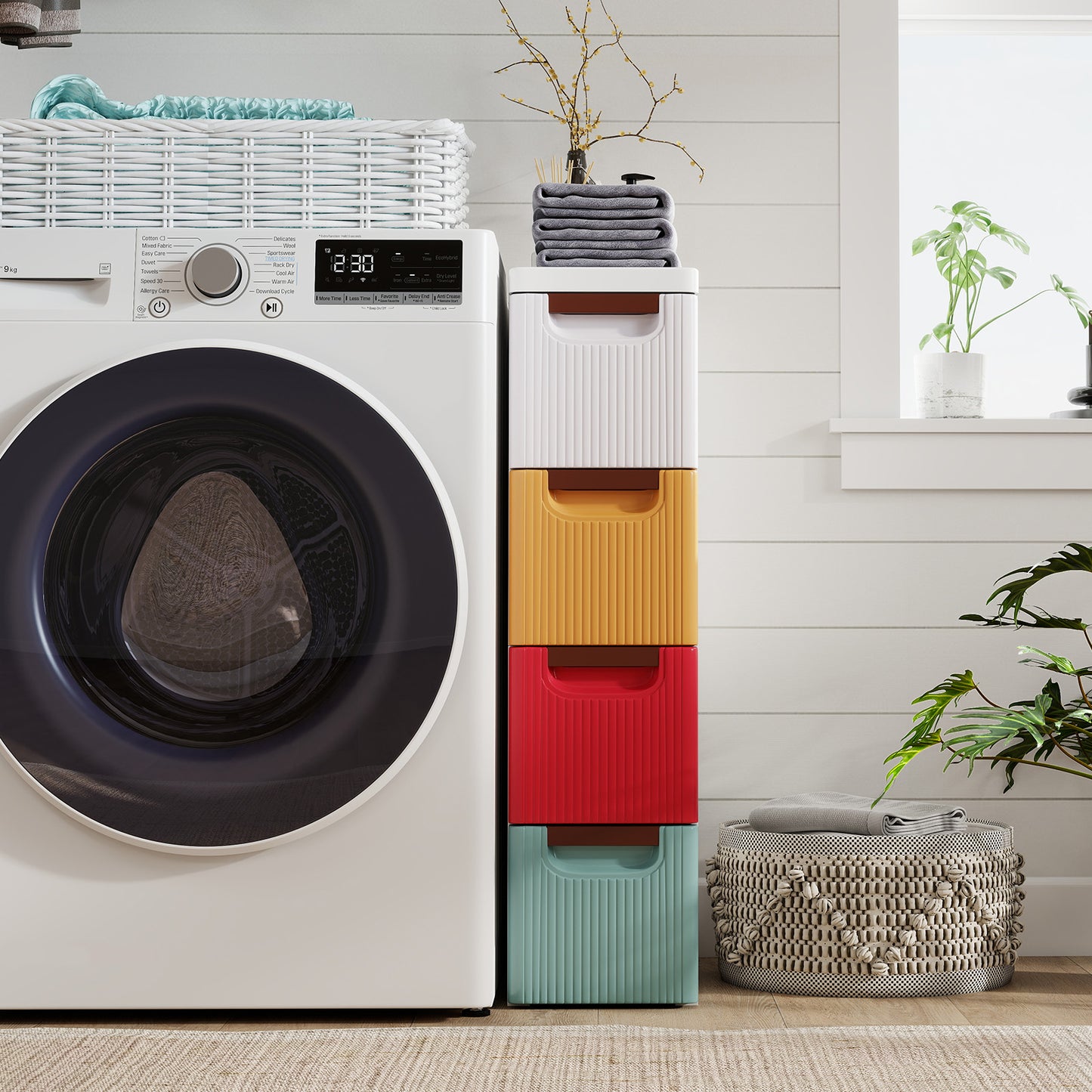 4-Drawer Rolling Organizer Unit Narrow Storage Cabinet with Built-In Wheels for Small Space-Colorful