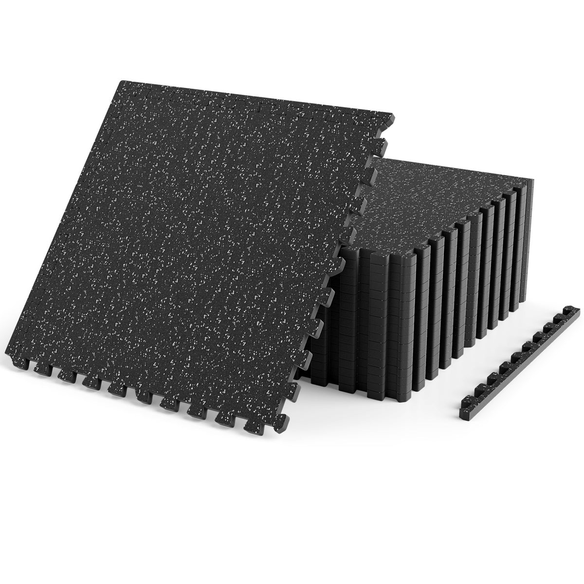Blue rubber top exercise mat, 0.39 inch thick, 70 sq ft with borders, designed for home gym flooring by Wilsons Home Store.