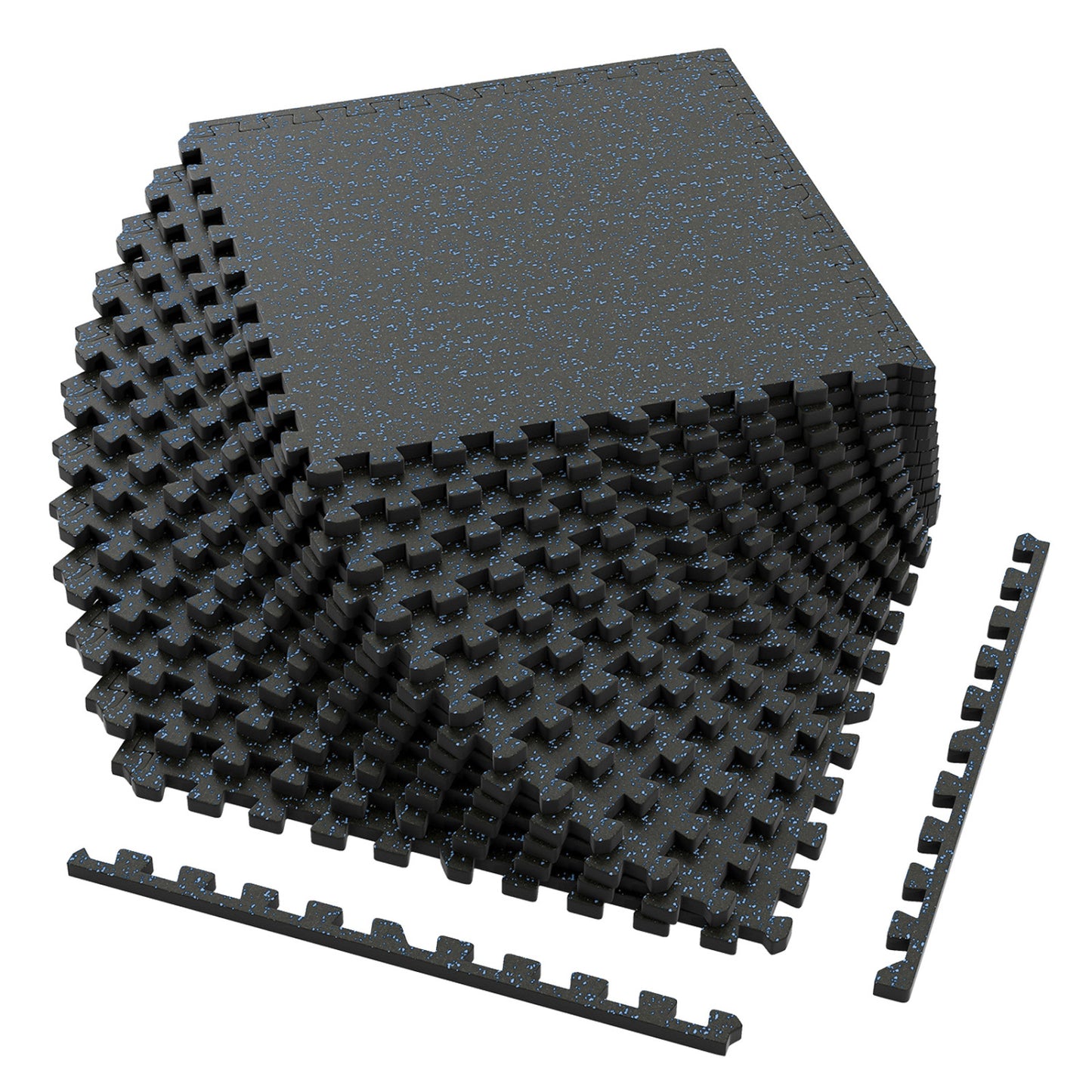 Black 0.79-inch thick rubber top exercise mat with borders, designed for flooring, 48 sq ft, from Wilsons Home Store.