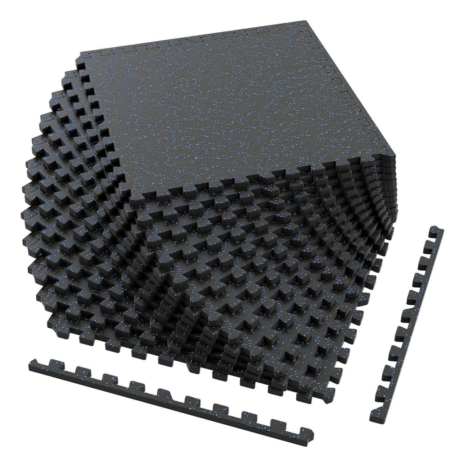 Black 0.79-inch thick rubber top exercise mat with borders, designed for flooring, 48 sq ft, from Wilsons Home Store.